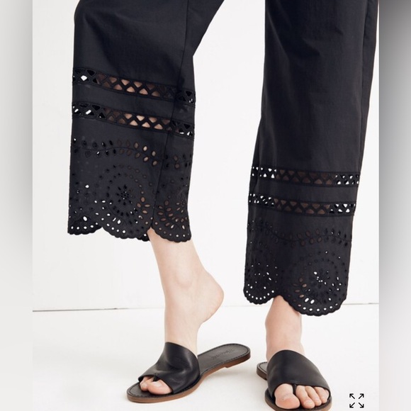 Madewell Eyelet Frilled-Strap Jumpsuit Black Women’s Size 10 Button Bodice Chic - Picture 4 of 16